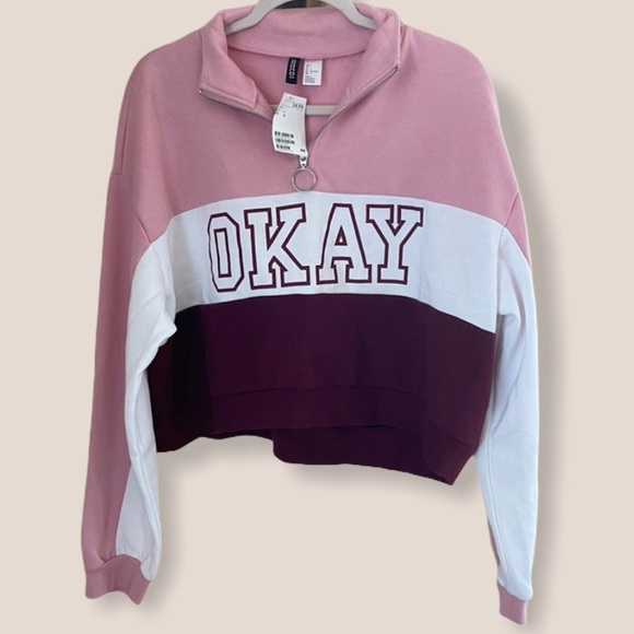 H&M Tops - H&M | Cropped “OKAY” Pullover